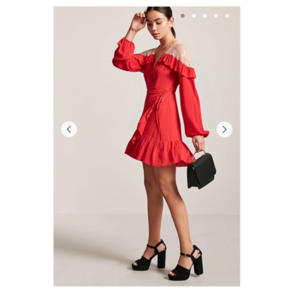 Forever 21 Dresses & Skirts - Forever 21 Ruffle Lace Wrap-Front Dress